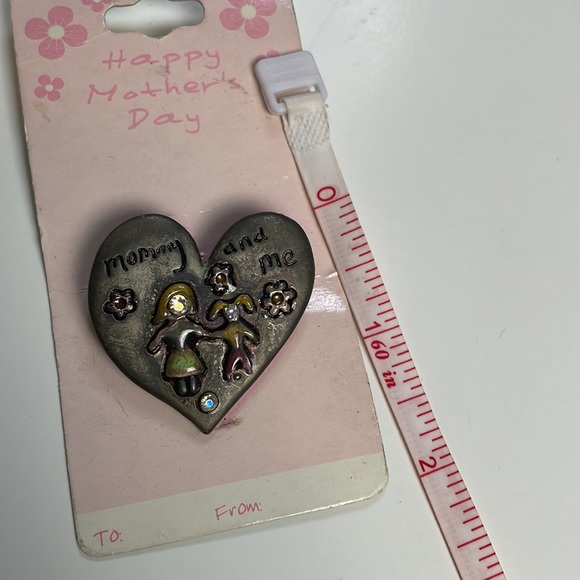 Mommy and Me Heart Brooch with Mom and Daughter with Ponytails NWT - Picture 6 of 6